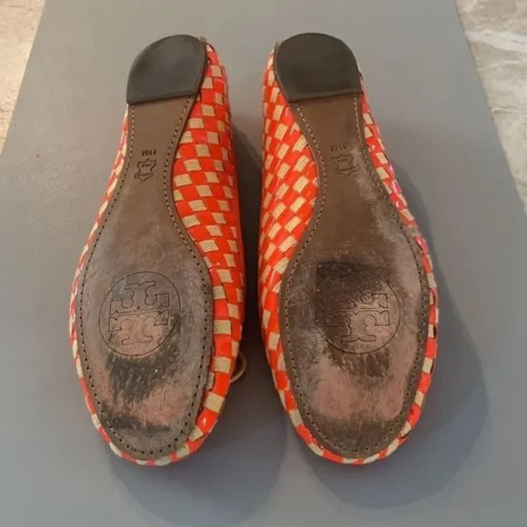 Tory Burch Orange & Tan Woven Flats - Picture 4 of 7